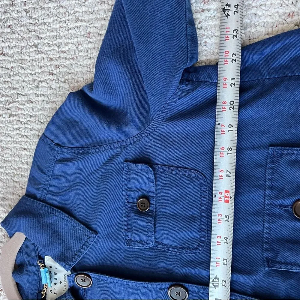 Kate Spade New York Womens Blue Broome Street Surplus Cotton Linen Jacket